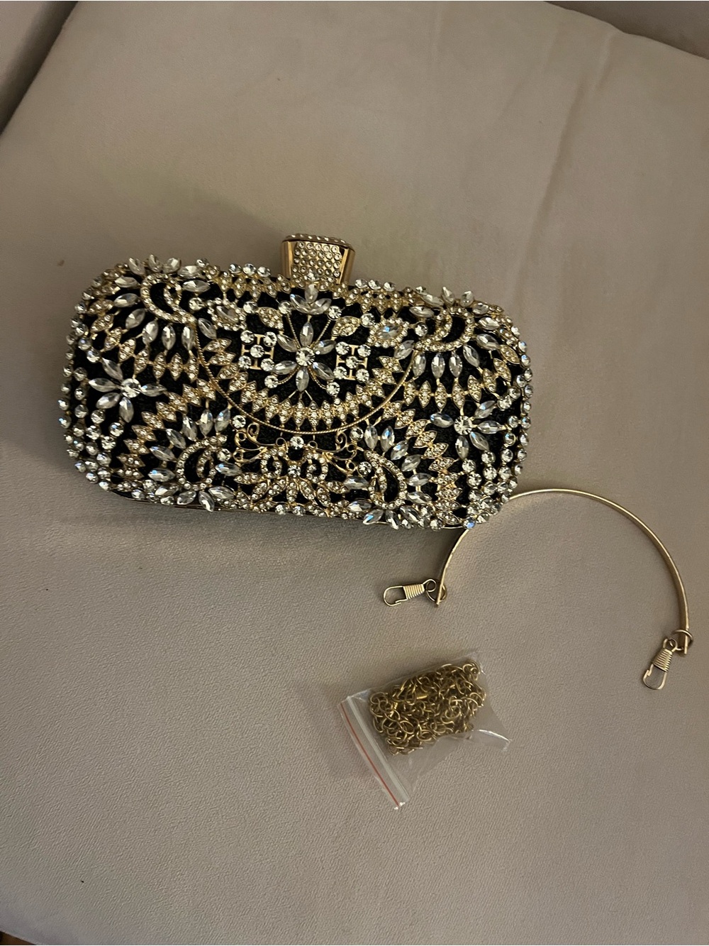 Crystal Embellished Black Evening Clutch - Picture 2 of 4